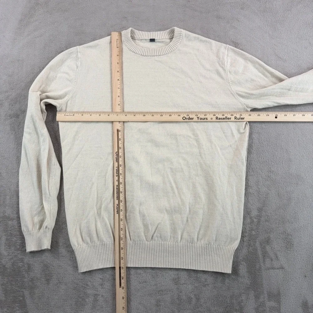 VUORI Fluent Sweater in Bone Cotton Cashmere‎ Blend Men Medium Lightweight $110